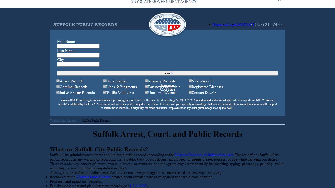 Suffolk Arrest and Public Records | Virginia.StateRecords.org